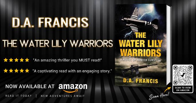 The Water Lily Warriors by D.A. Francis promotional image with the book cover and Amazon availability